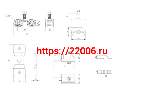 Комплект Armadillo (Армадилло) для раздвижных профильных дверей SLD.Comfort-PRO.SET1.PROF rollers/80 фото 4