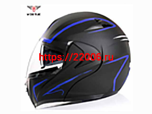 Мотошлем VIRTUE MD-808 трансформер с визором черно-синий матовый (M)