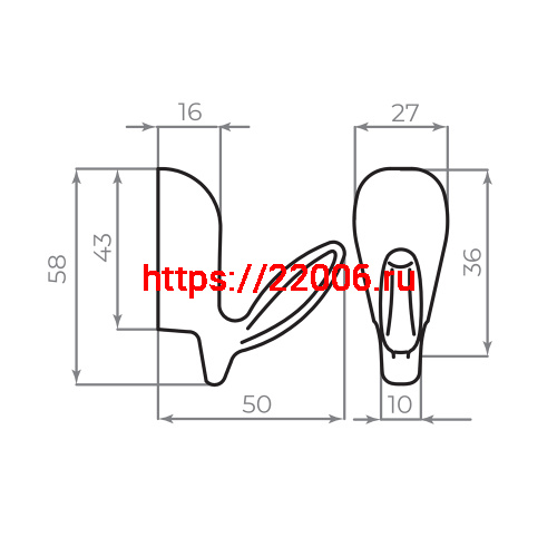 Крючок Ajax (Аякс) настенный MB-LM/K-001 GP золото фото 7