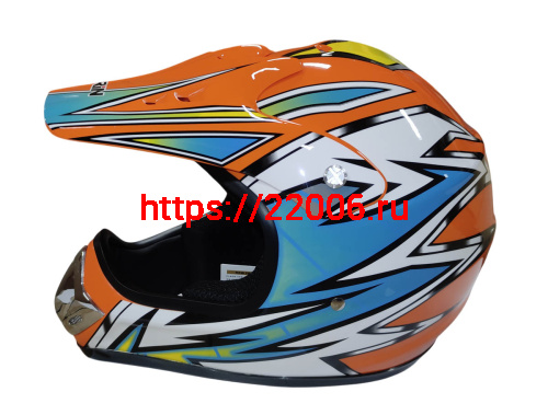 Шлем кроссовый KIRIN QL-128, оранж, красный, черный, оранж-черн, размер S фото 3