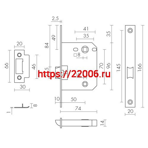 Защелка Fuaro (Фуаро) врезная PLASTP72-50 (P72-50) BL черный фото 2