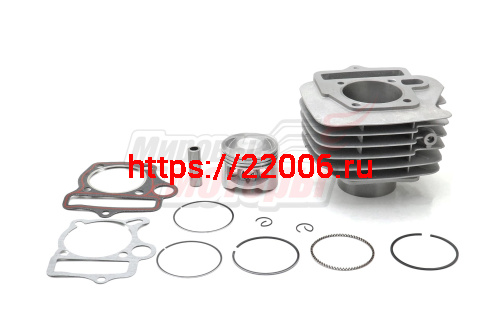 Цилиндро-поршневая группа 124 см3 D56 p13,H рубашки 78 мм,H поршня 43 мм, овальный масл. канал, с ухом, питбайки, ATV, мопеды