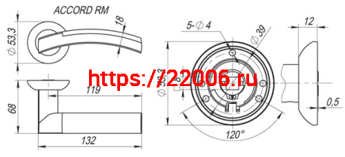 Ручка Fuaro (Фуаро) раздельная R.RM54.ACCORD (ACCORD RM) SN/CP-3 матовый никель/хром фото 4