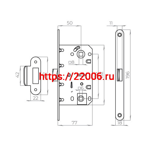Защелка Ajax (Аякс) врезная PLASTLP96WC-50 SSG сатин.золото фото 3