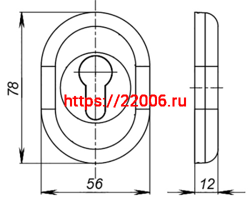 Накладка Fuaro (Фуаро) на цилиндр ESC.C/CRE/OV.12 (ESC-12C) GP золото (2шт. в уп.,отгр. по 1 шт.) фото 3