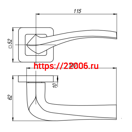 Ручка Punto (Пунто) раздельная K.QR52.VESTA (VESTA QR) GR/CP-23 графит/хром фото 2