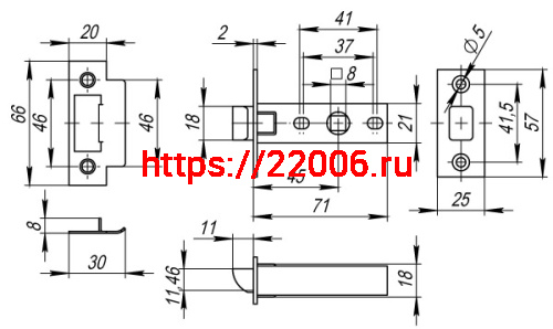 Защелка Fuaro (Фуаро) врезная PLASTP12-45-25 (P12-45) AC медь фото 3