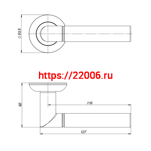 Ручка Punto (Пунто) раздельная R.ZR54.UNI (UNI ZR) SN/CP-3 матовый никель/хром фото 2