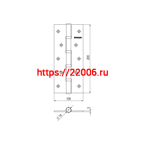 Универсальная петля Fuaro 4BB 200x105x3 WAB «матовая бронза» фото 3