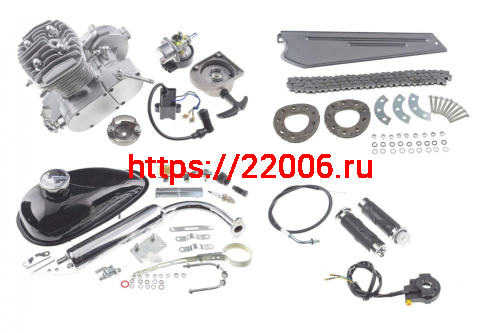 Двигатель Веломотор72 (8Р) АВТОМ.СЦЕПЛ.(КОМПЛЕКТ для установки) ц.бежным сц-м и руч. стартером
