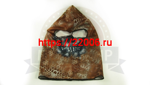 Подшлемник-балаклава (открыта только область для глаз, камуф. "осень" цвета 890037) с имит.черепа фото 2