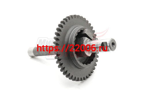 Вал Урал кикстартера в сборе с шестерней пуск.мех-ма (7204408Б) (для мотоциклов без заднего хода)