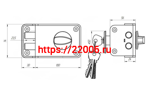 Замок Zenit (Зенит) накладной ЗН 1-3-1 бронза фото 2