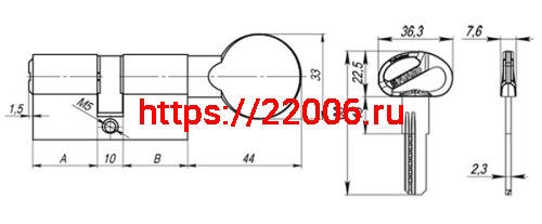 Цилиндровый Fuaro (Фуаро) механизм (D-PRO502/80) D-PRO5002Knob80(40+10+30) CP хром 5Key фото 3