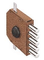 Замок Elbor (Эльбор) накладной гаражный Гранит 1.06.56.МА никель, сув., 5 риг., тяги, медный антик /00427/