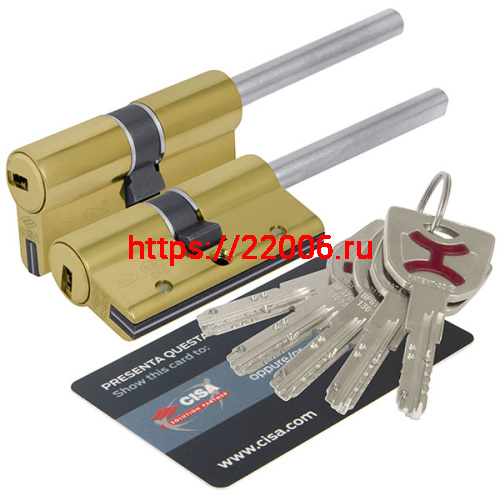 Цилиндровый механизм Cisa (Чиза) под вертушку (дл. шток) AP4S 0P3S7-12.66. (70 мм/35+10+25), ЛАТУНЬ