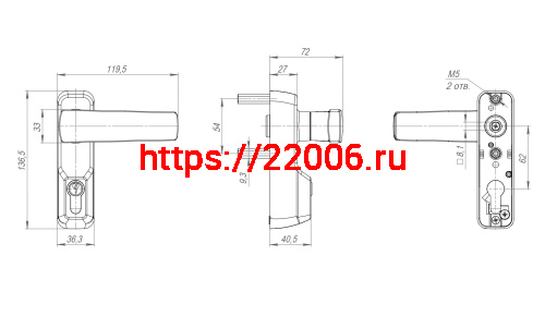Ручка Fuaro (Фуаро) накладная AP.H-136 для узкопрофильных дверей с фиксацией ключом (для моделей 1700В и 1700С) фото 4