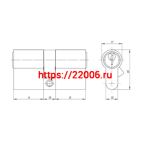 Цилиндровый Ajax (Аякс) механизм (AZ100/100) AZ1000Key100 (45+10+45) CP хром фото 3