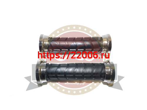 Грипсы для велосипеда 122мм, резина, черные, ободок- хром