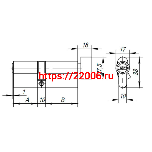 Цилиндровый Ajax (Аякс) механизм (AX202/70) AX2002Knob70 (30+10+30) CP хром с вертушкой фото 3