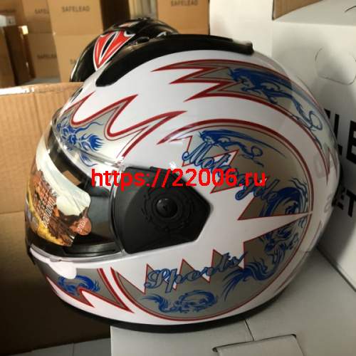 Шлем интеграл "Safelead" HF-110 NEW белый, черный размер S фото 2