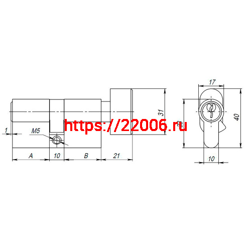 Цилиндровый Ajax (Аякс) механизм (AX102/80) AX1002Knob80 (35+10+35) CP хром с вертушкой фото 3