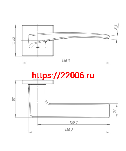 Ручка Punto (Пунто) раздельная K.ARC.Q52.LOTUS SSC-16 сатин.хром ТРОСИК фото 4