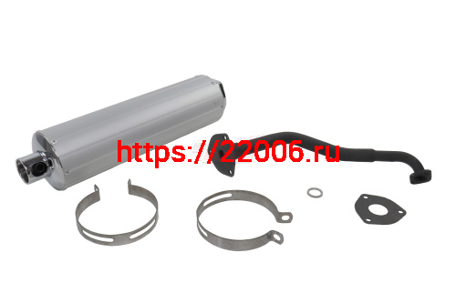 Глушитель 4х так. QT-10 (430 мм) (+ колено(1809) + 2 хомута с резинками+прокладка+кольцо)