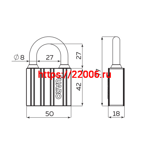 Замок Fuaro (Фуаро) навесной PL-UNI-0450 3key фото 2
