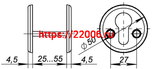 Декоративная Fuaro (Фуаро) накладка ESC-С-001-CР цилиндровая (хром) подвес фото 3