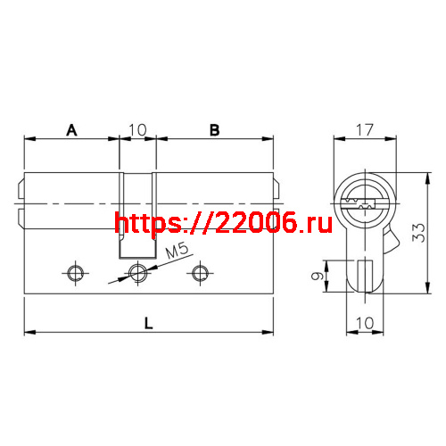 Цилиндровый Kale kilit (Кале килит) механизм 164 DBN-E/70 (30+10+30) mm латунь 5 кл. фото 3
