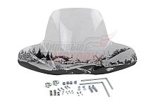 Щиток ветровой "Деревня" (жесткое стекло с шелкографией) (3мм) (для квадроциклов) (с крепежами)