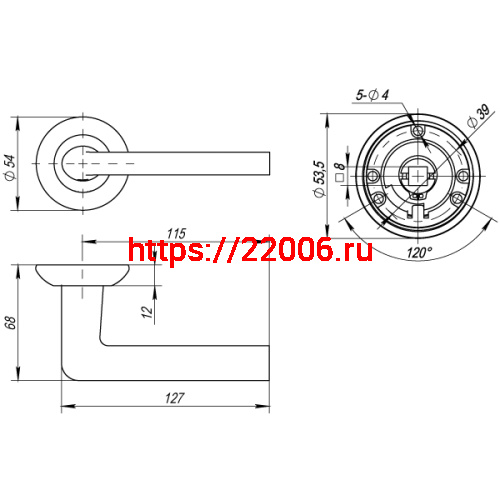 Ручка Punto (Пунто) раздельная R.TL54.REX (REX TL) 105mm SN/CP-3 матовый никель/хром фото 4