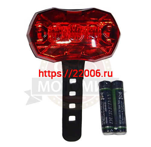 Фонарь Вело задний, 5 диодов, (бат.AAAХ2 - 2 шт в компл.) ERL-04, JY-004