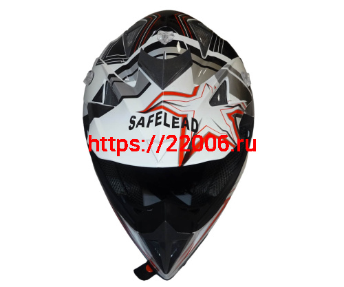 Шлем кроссовый "Safelead" HF-116 MATT BLACK белый Q158R размер M  NEW фото 3