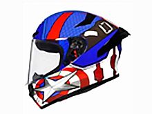 Мотошлем VIRTUE MD-821 закрытый синий с рисунком Капитан Америка (XL)