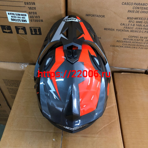 Шлем туринг (кросс со стеклом и очками) COBRA JK802, серо-оранжевый, размеры S фото 4