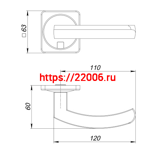 Ручка Fuaro (Фуаро) раздельная K.MSC62.MOSAIC CP-8 хром, квадрат 170 мм фото 2