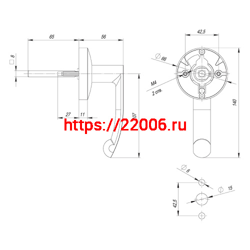 Ручка Fuaro (Фуаро) накладная AP.H-101 (H-101) для 1700B и 1700C с фиксацией ключом фото 4