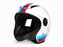 Мотошлем VIRTUE MD-207 открытый белый с цветными полосками (S)