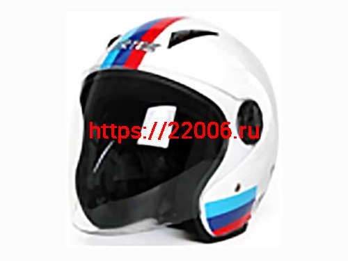 Мотошлем VIRTUE MD-207 открытый белый с цветными полосками (S)