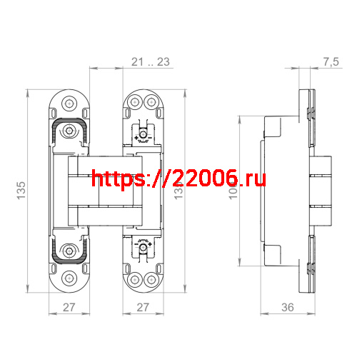 Петля Armadillo (Армадилло) скрытой установки U3D7803.VPG WH белый TECH фото 2