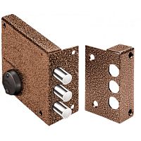 Замок Elbor (Эльбор) накладной Кремень 1.04.61.КМА никель, сув., 3 риг., зап. коробка, медный антик