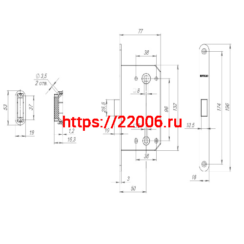 Защелка Fuaro (Фуаро) врезная MAGNM96WC-50 (M96WC-50) BL черный фото 3