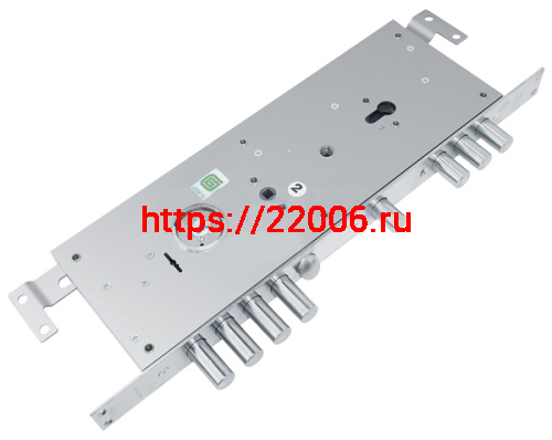 Замок Guardian (Гардиан) врезной двухсистемный ЗВ 25.14 Т (лев) с тягами (без накл), 5+1 кл (длин. кл. 54 мм) /123:453/