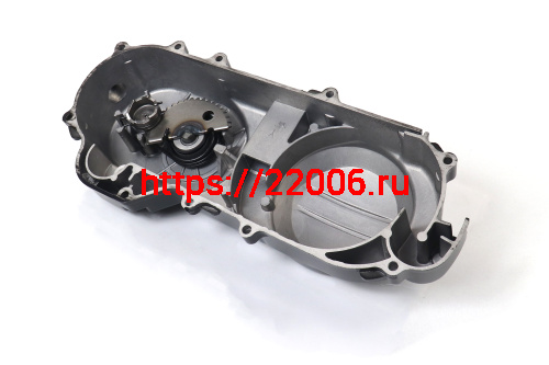 Крышка картера левая (вариатора) (139QMB) R10" чёрная в сборе с валом кикстартера фото 3