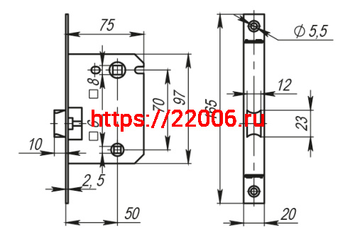 Защелка Armadillo (Армадилло) врезная LH 720-50 GP-2 Золото BOX на 70мм /прям/ фото 3