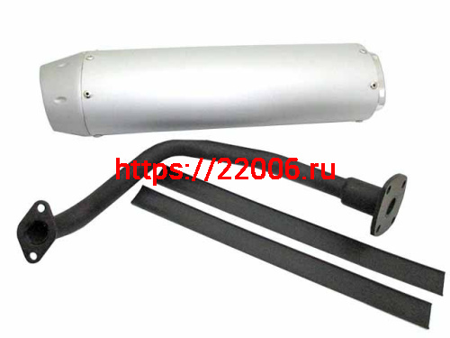 Глушитель 4т 152QMI, 157QMJ 125/150сс (алюминиевый овальный бочонок и колено)
